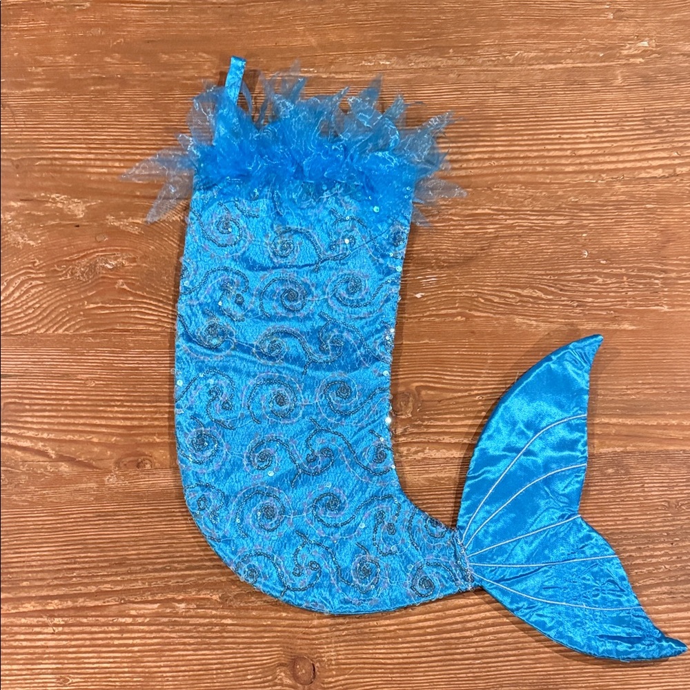 Hobby Lobby Vibrant Aqua Blue Satin sequin Mermaid Tail stocking 2 available